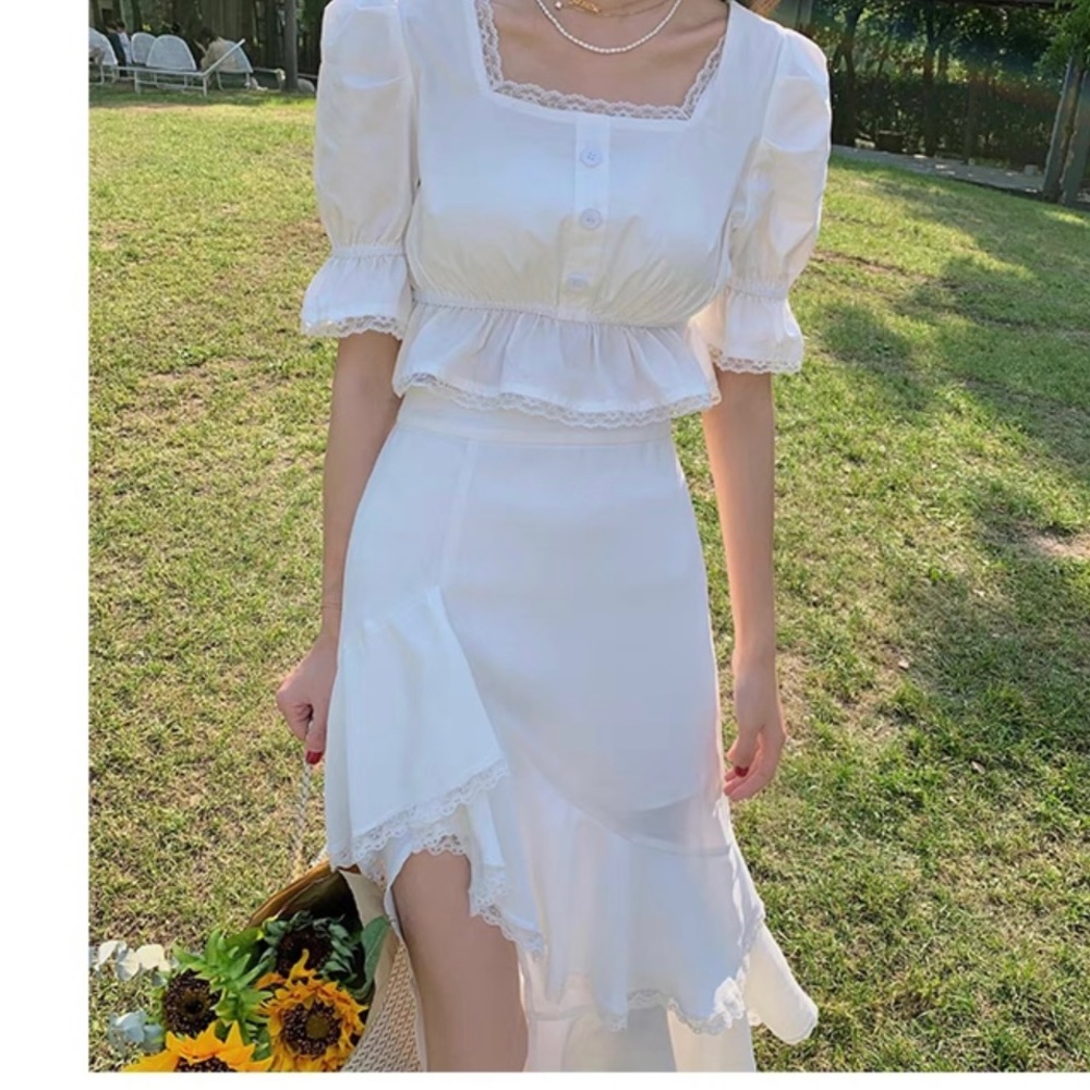 New white split thigh skirt